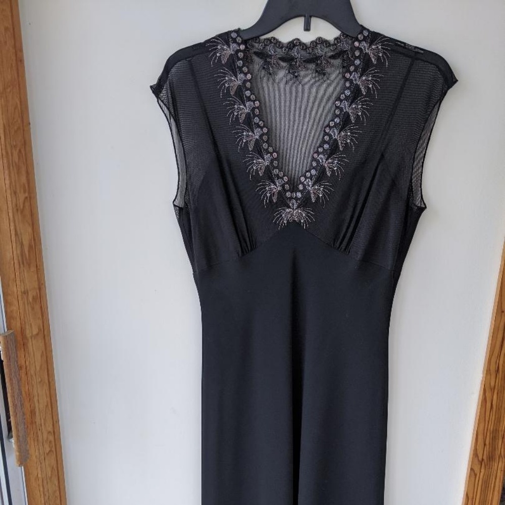 Black Jones New York Dress Embroidered Sheer Top